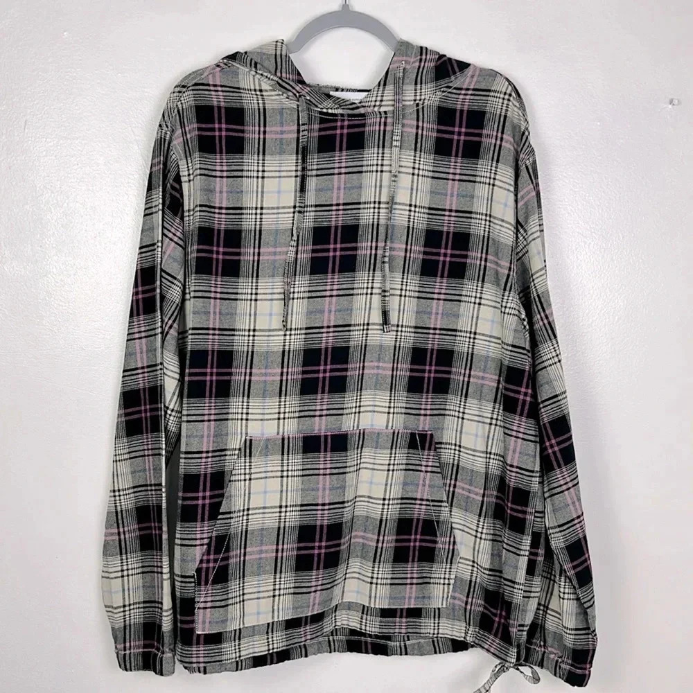 Urban Outfitters Mens Medium Hoodie Flannel‎ Scotch Plaid Shirt